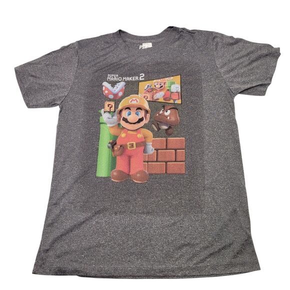 Super Mario Brothers 2 - Nintendo - Short Sleeve Tee - Gray - Size Large - Picture 1 of 7